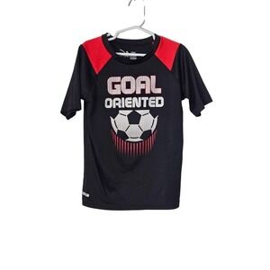 Boys Soccer Shirt Goal Size 7 Small short Sleeve Black Red